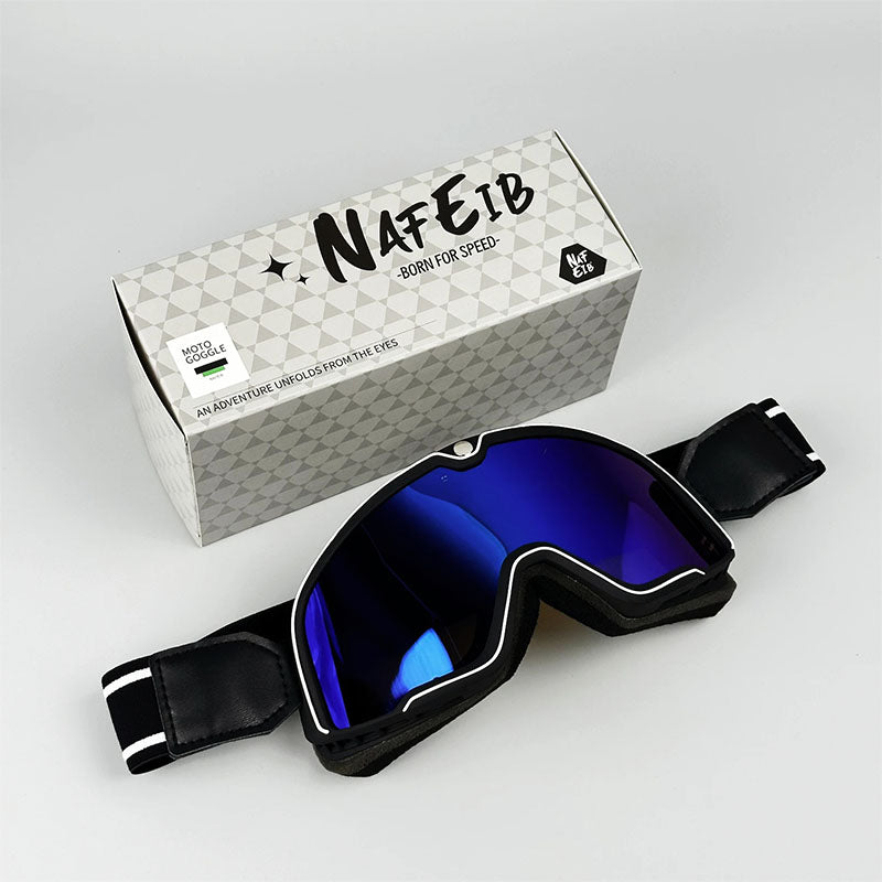 Retro motorbril - past over een bril heen