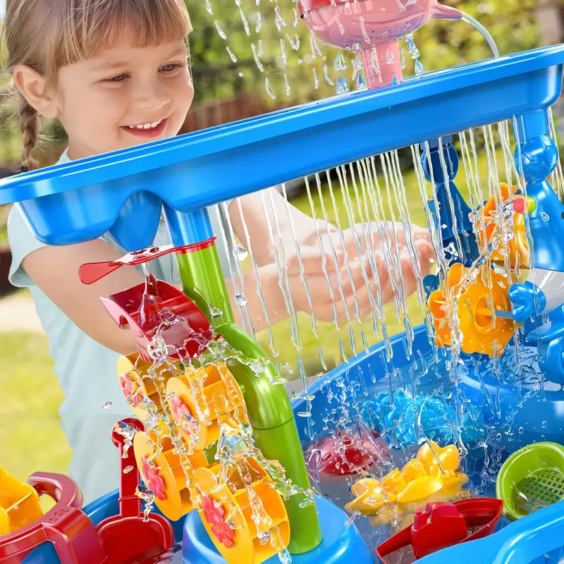 Sand- och vattenlekbord - 3 våningar - BPA-fri plast - Inkluderar tillbehör - Ålder 1-5 år