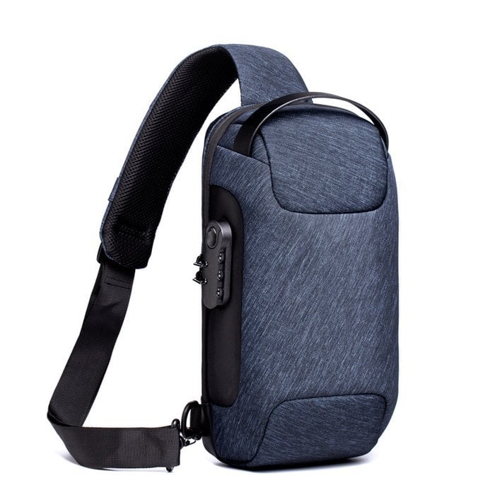 Wasserdichte Umhängetasche – Diebstahlsicherer versteckter Reißverschluss – USB 3.0 Ladeanschluss – Oxford – Unisex