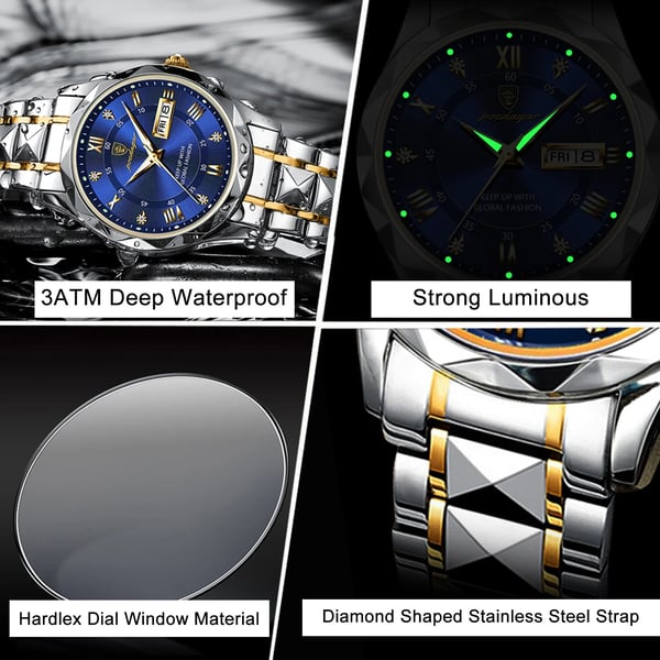 Reloj de pulsera de lujo impermeable AstraLux para hombre con función luminosa