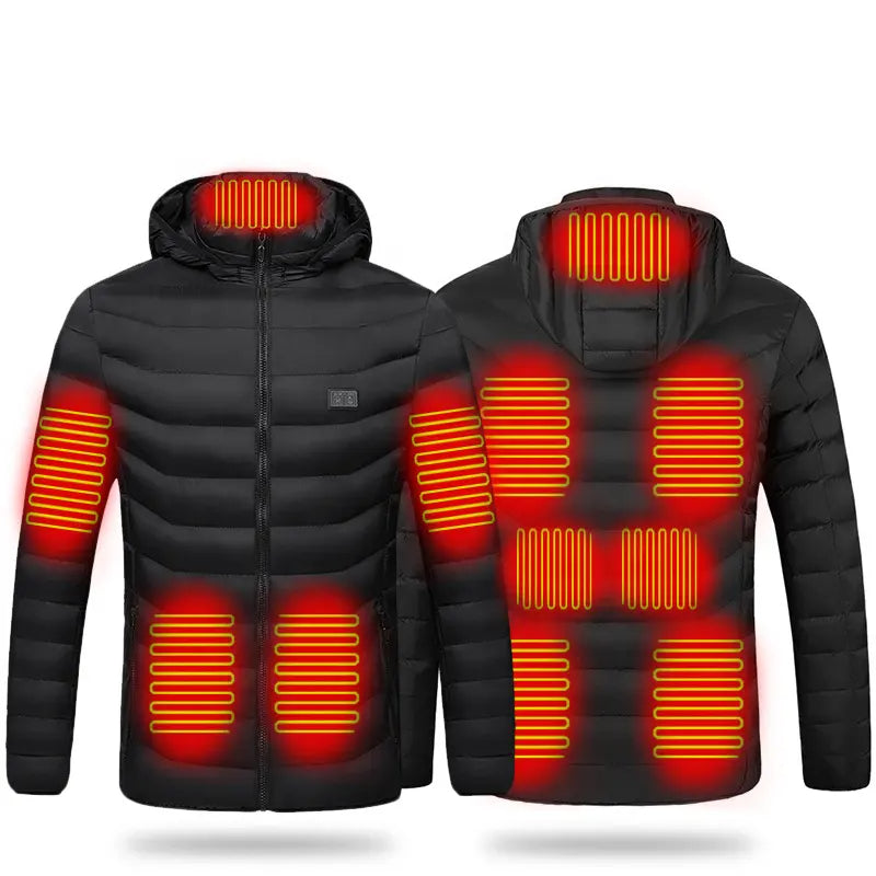 Elektrisch verwarmd hoodie-jack met 11 verwarmingszones