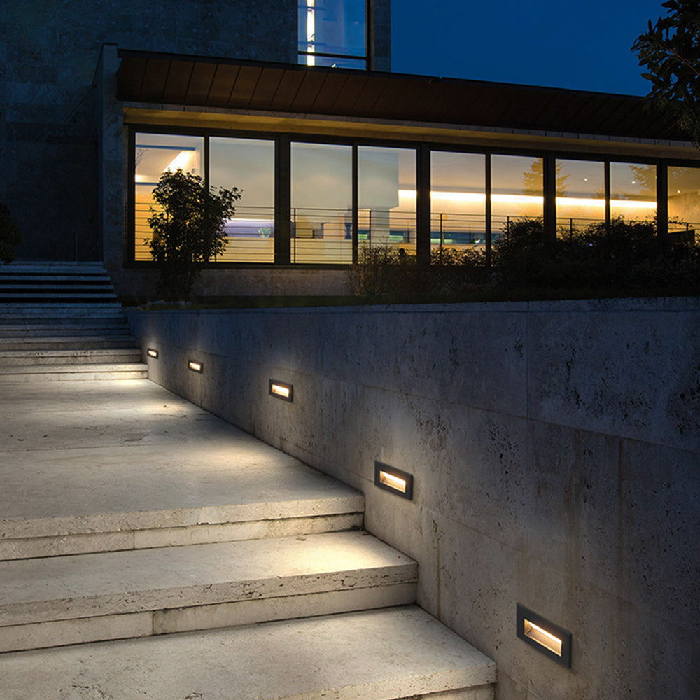 Ray Deck & Step Light, Modern Rectangular Metal, Black