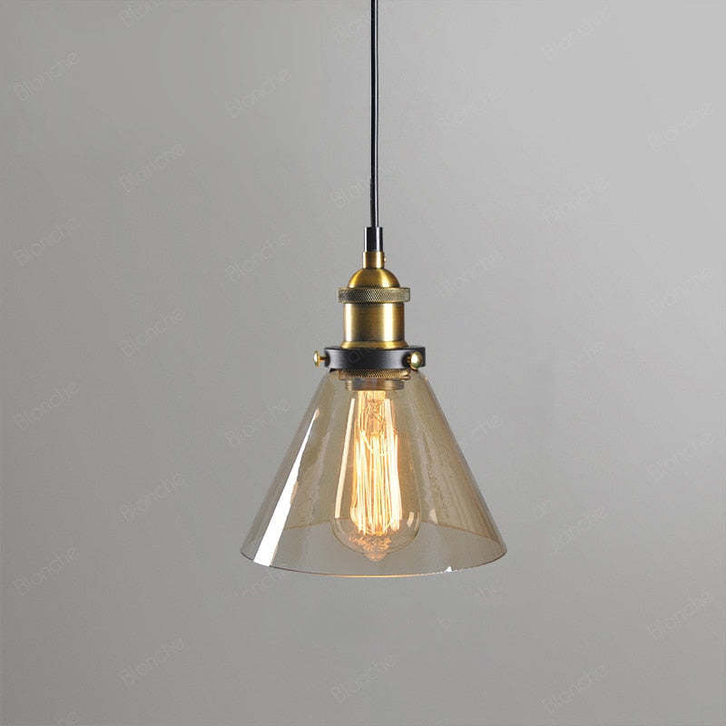 June Industrial Glass Pendant Light Clear/Amber/Smoke Grey - Neutralighting