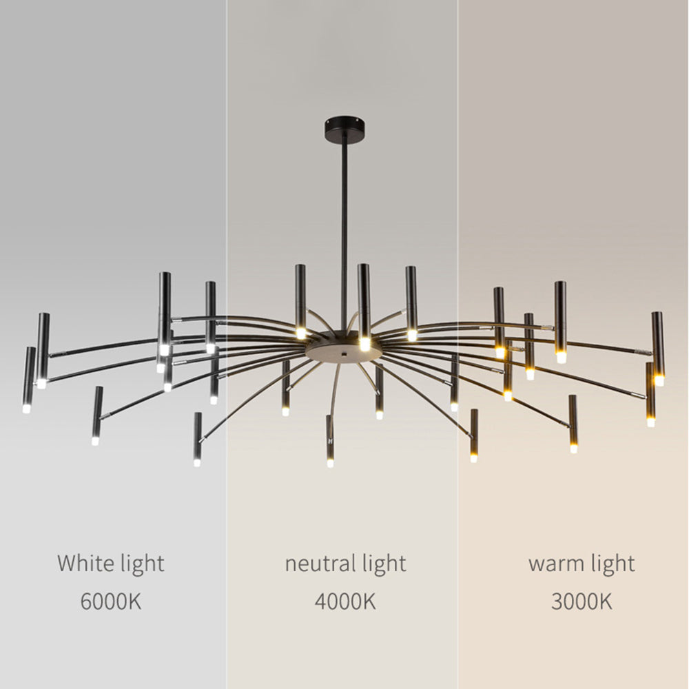 Arisha Modern Linear Metal Chandelier — Multi-Head Blown Design