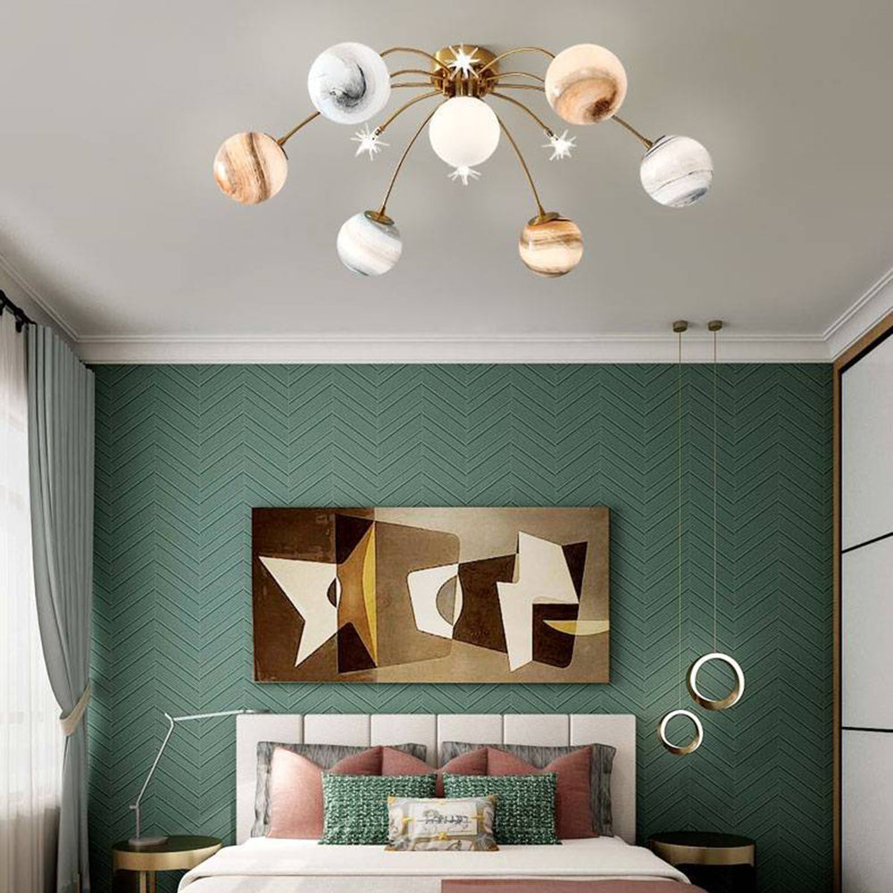 Aria Modern Planet Flush Mount Ceiling Light — Lightweight Rust-Resistant Design