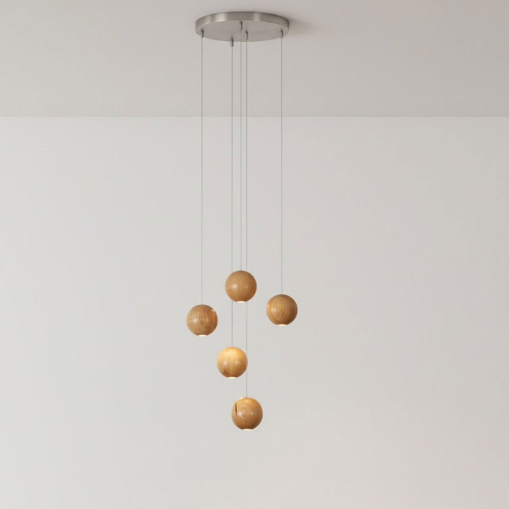 Wooden Orb Sphere Cluster Pendant Light - Vakkerlight