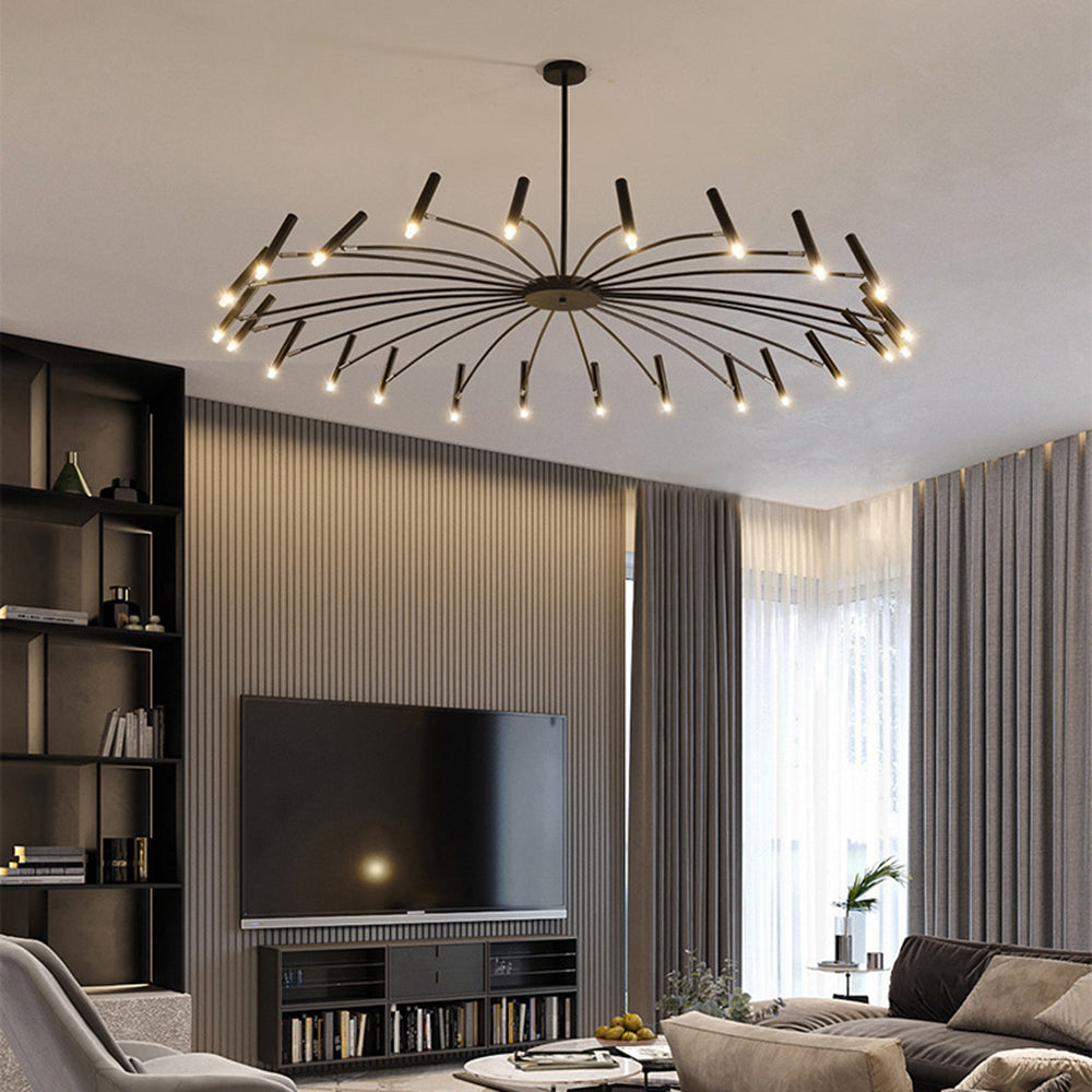 Arisha Modern Linear Metal Chandelier — Multi-Head Blown Design