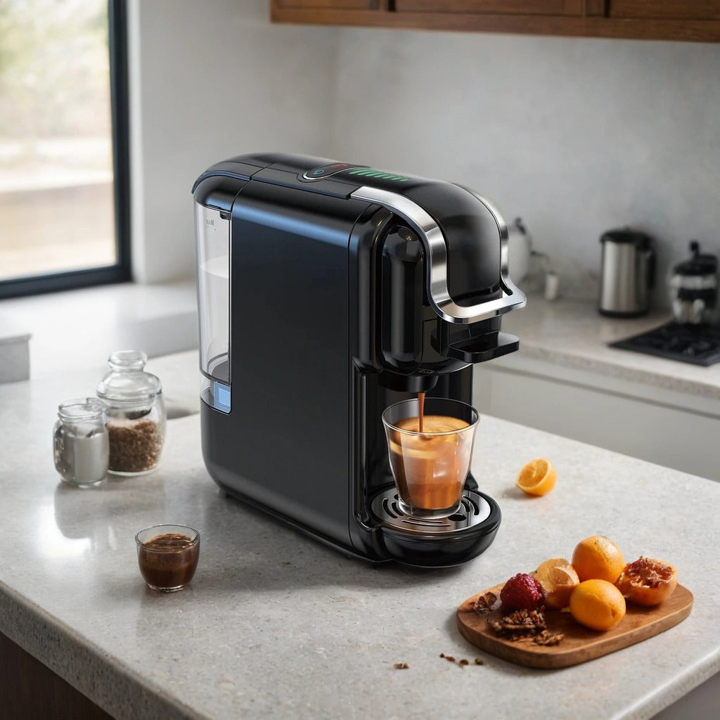 5-i-1 Kaffemaskin - 20 Bar - Nespresso & K-Cup - Varm och kallbryggning - Svart och vit