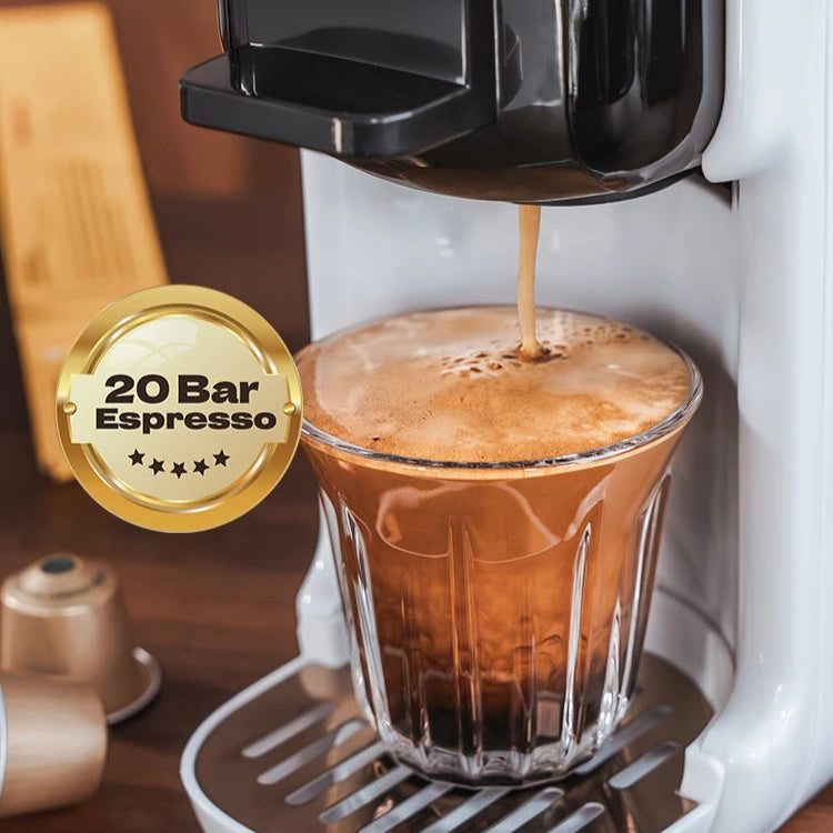 5-i-1 Kaffemaskin - 20 Bar - Nespresso & K-Cup - Varm och kallbryggning - Svart och vit