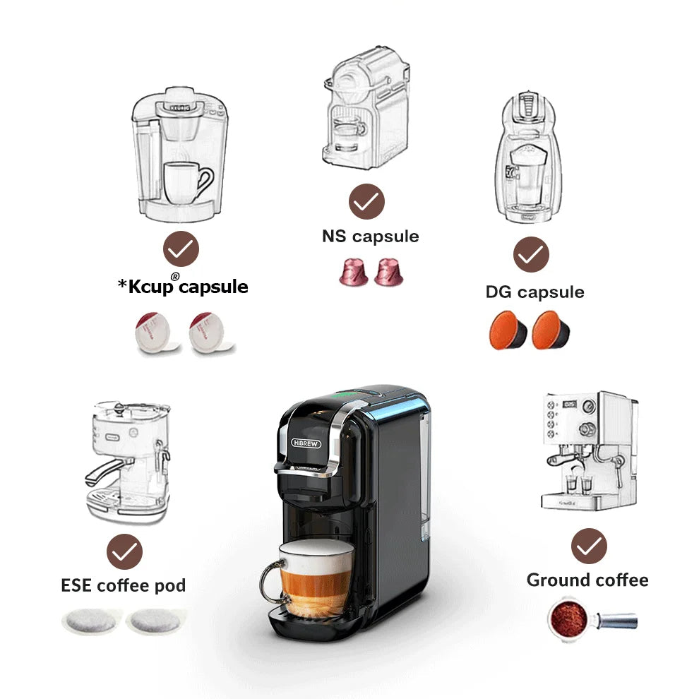 5-i-1 Kaffemaskin - 20 Bar - Nespresso & K-Cup - Varm och kallbryggning - Svart och vit