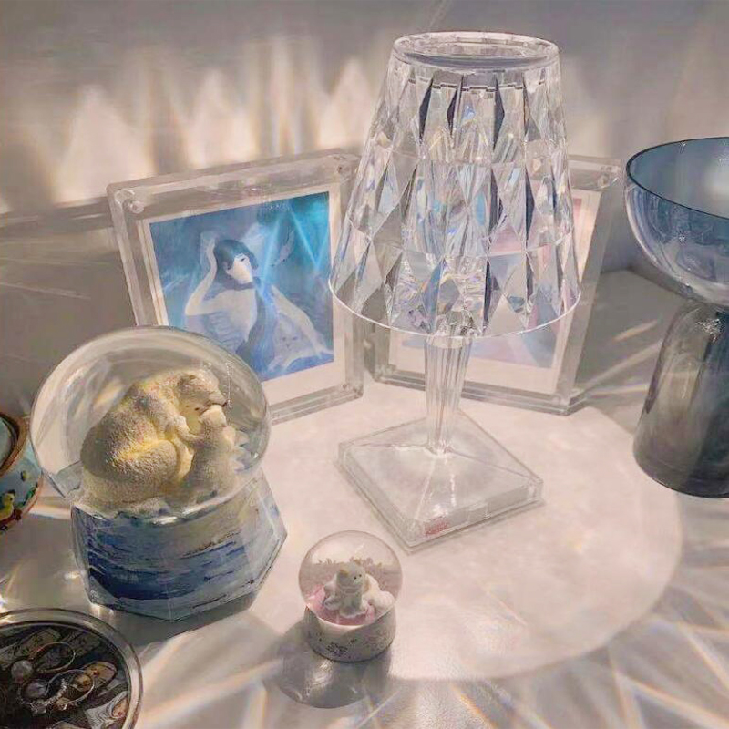 Lampe de table romantique élégante en cristal avec capteur tactile