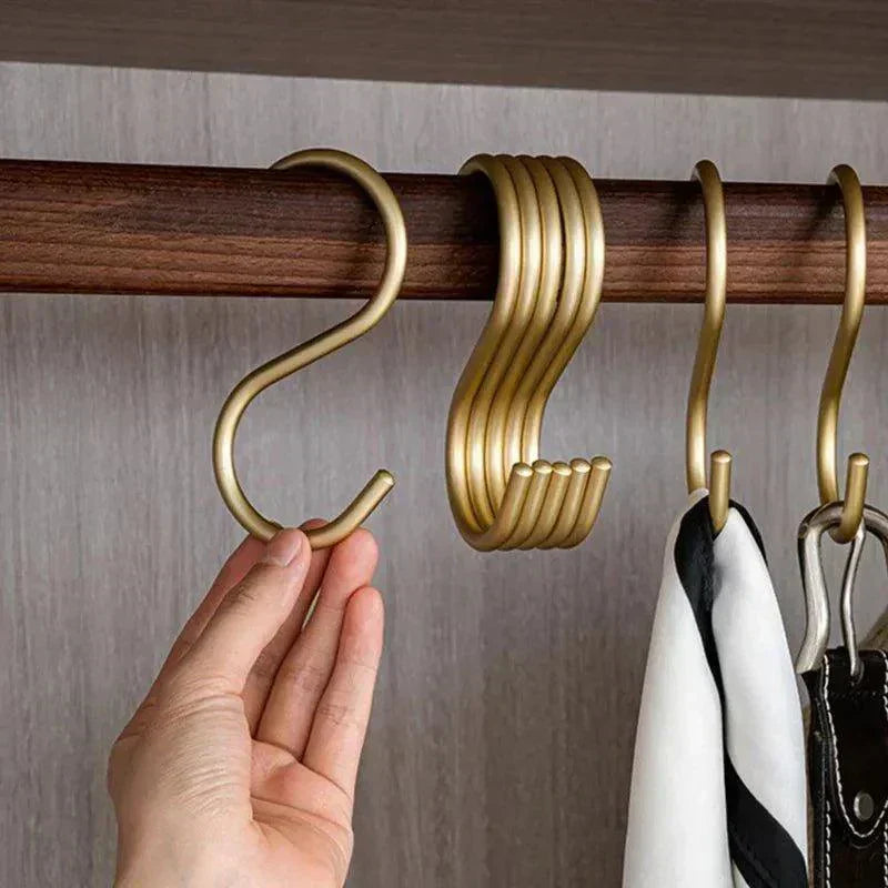5 Stück matte goldene/silberne kleine S-förmige Hakenhalter │ Moderner praktischer Kleiderbügel