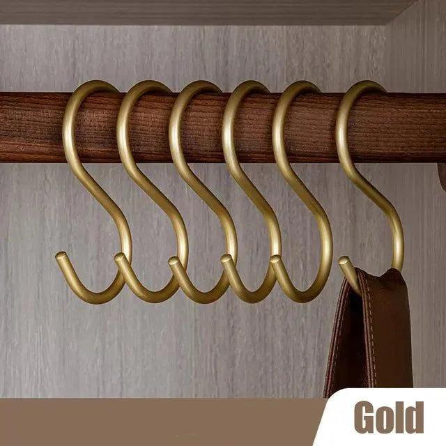 5 Stück matte goldene/silberne kleine S-förmige Hakenhalter │ Moderner praktischer Kleiderbügel