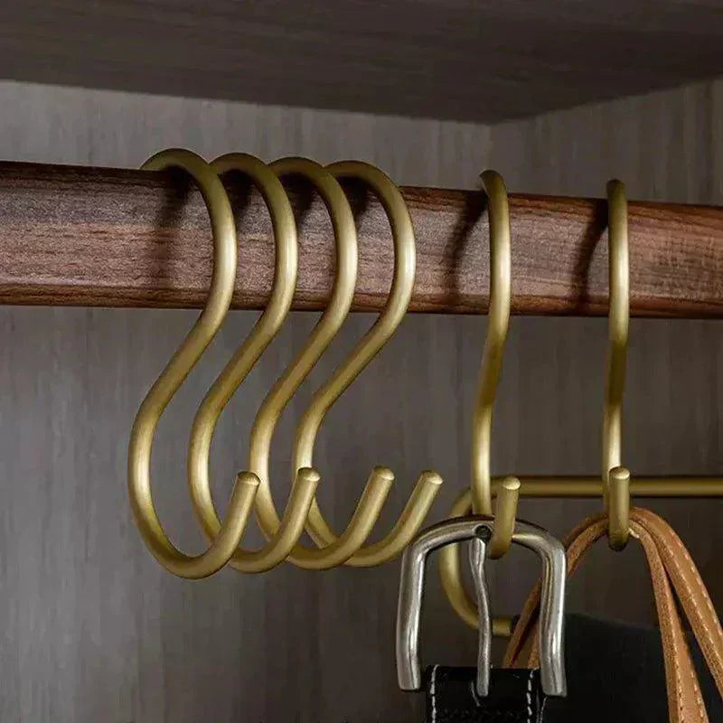 5 Stück matte goldene/silberne kleine S-förmige Hakenhalter │ Moderner praktischer Kleiderbügel