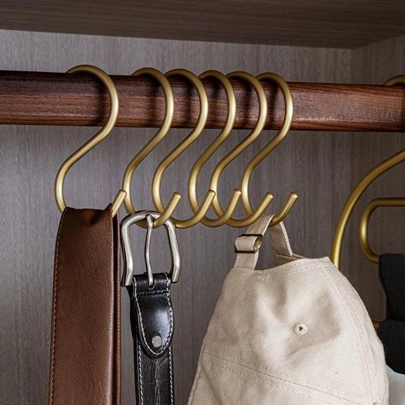 5 Stück matte goldene/silberne kleine S-förmige Hakenhalter │ Moderner praktischer Kleiderbügel
