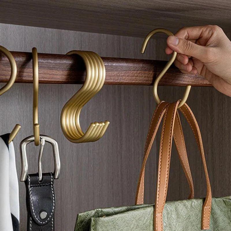 5 Stück matte goldene/silberne kleine S-förmige Hakenhalter │ Moderner praktischer Kleiderbügel
