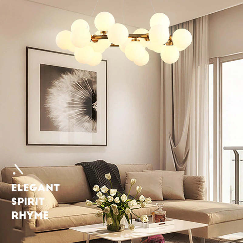 Lampadario a bolle in vetro dorato Bass Valentina