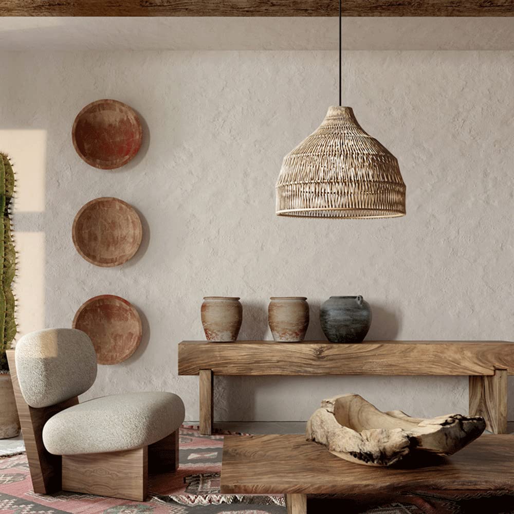Lampada a sospensione in rattan Muto — design zen vintage giapponese