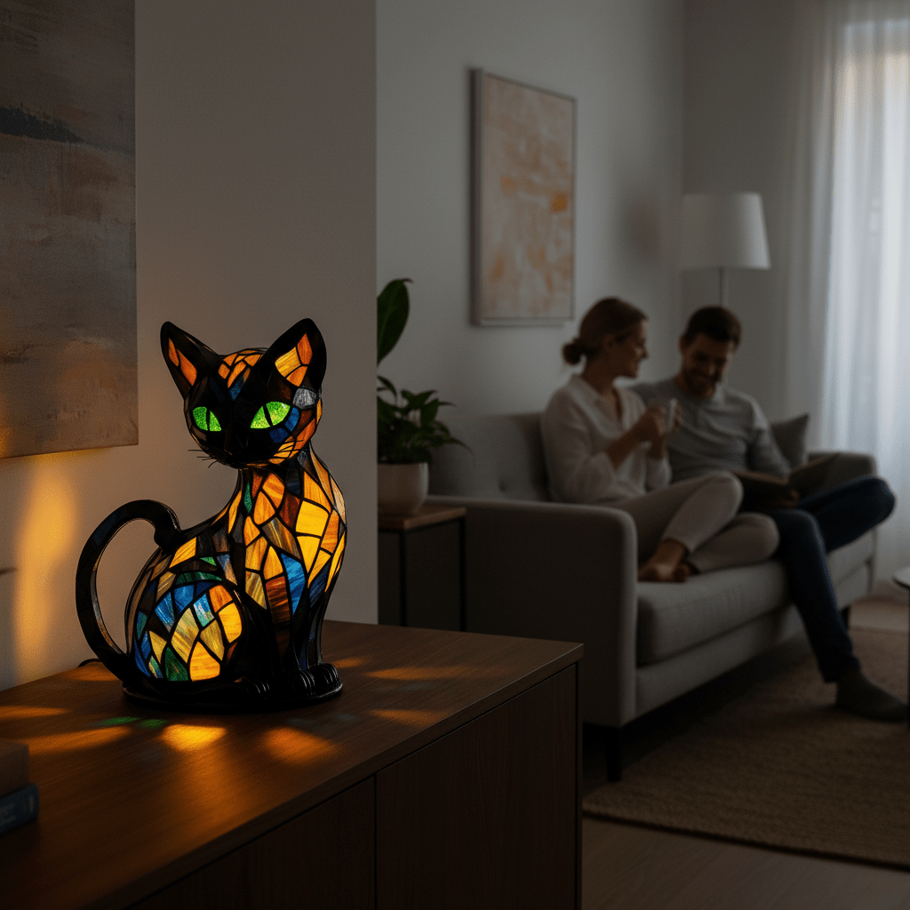 Playful LED cat night lamp with gentle ambient glow
