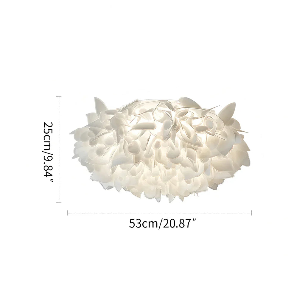 White Flower-Shaped Flush Mount Ceiling Light - Orntli