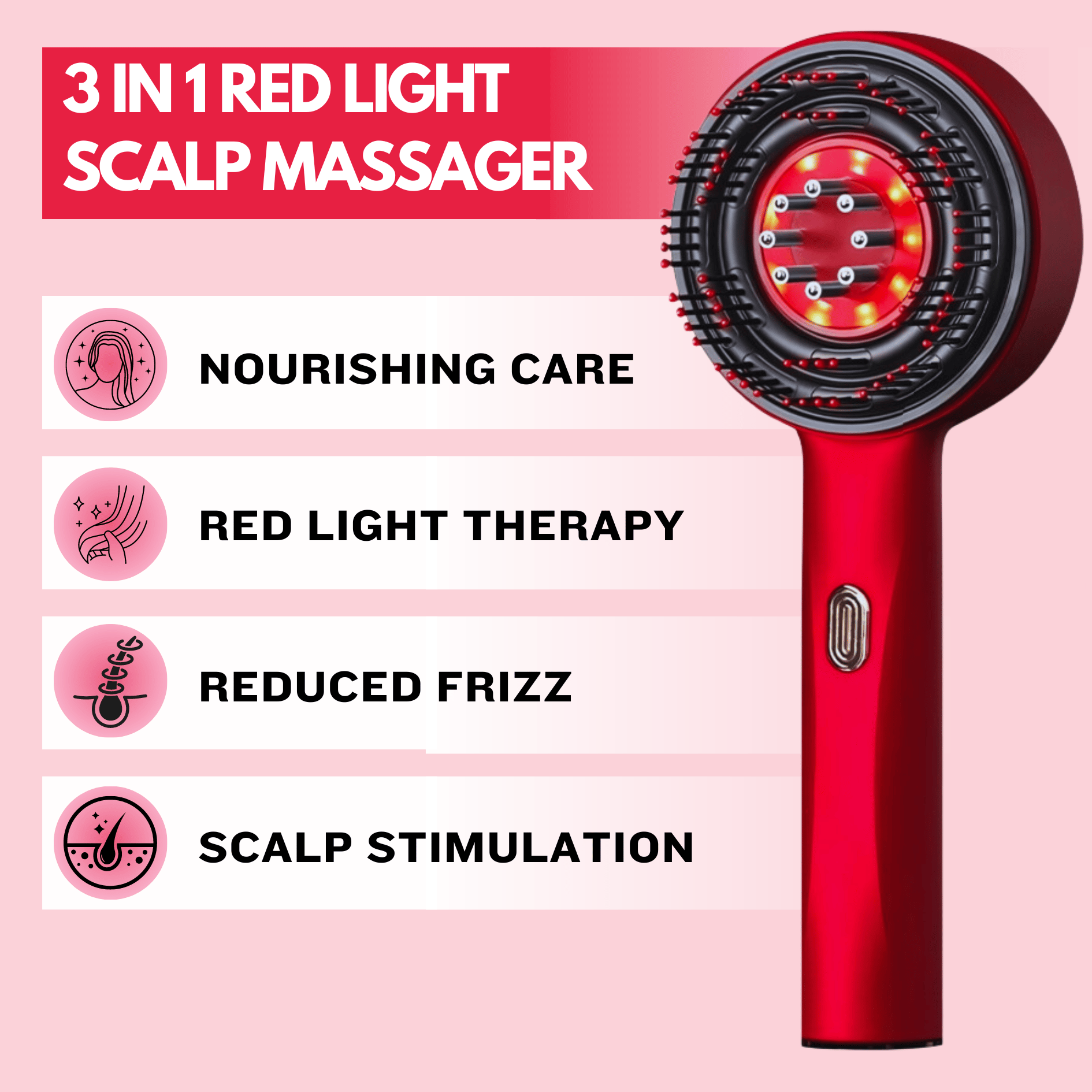 三合一红光头皮按摩器