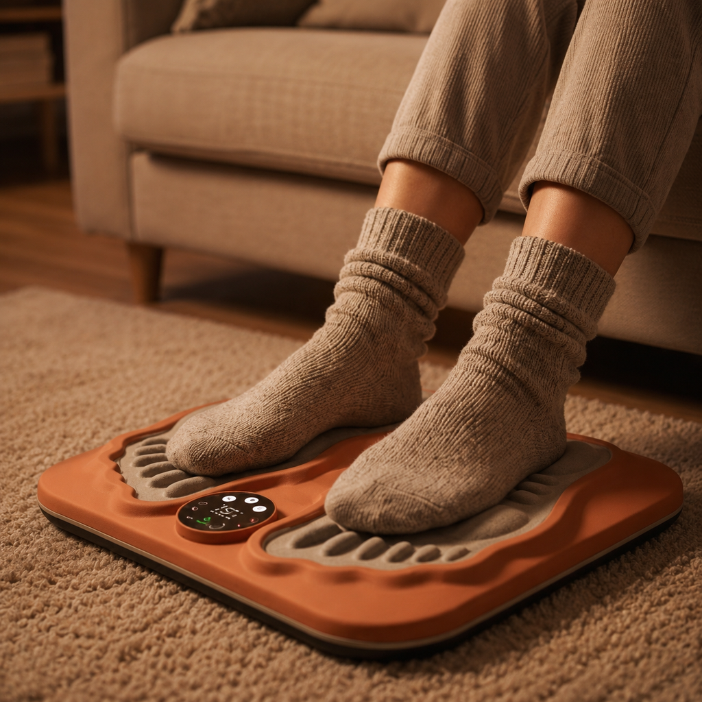 EMS Fotmassageplatta - 29 Intensitetsnivåer - 8 Lägen - 3D Ergonomisk - RF Fjärrkontroll - USB