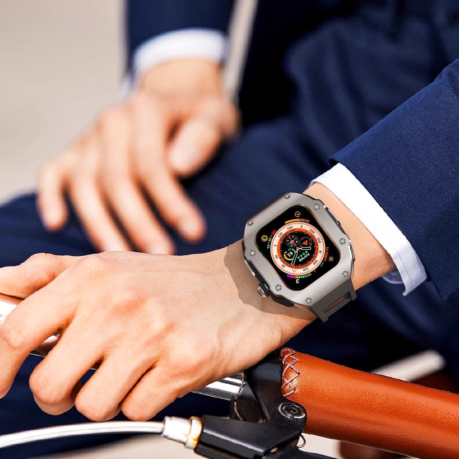 RM Vanguard Serie - Fluorkautschukband Edelstahlgehäuse für Apple Watch Ultra