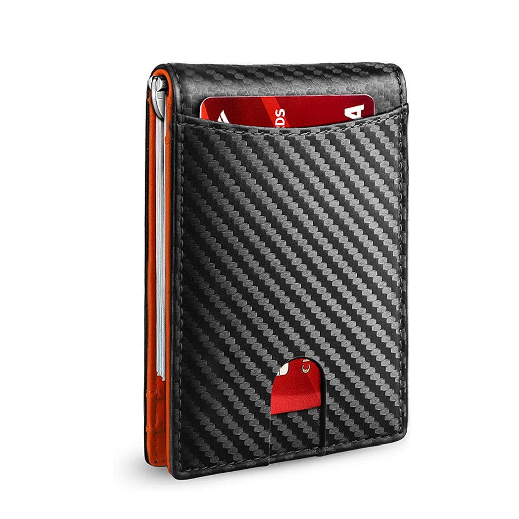 Cartera delgada AeroLuxe para hombre con protección RFID, tarjetero de cuero negro