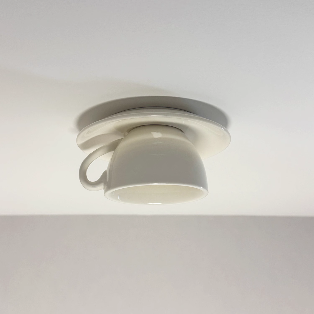 Aria Modern Coffee Cups Ceramic Flush Ceiling Lighting - Neutralighting