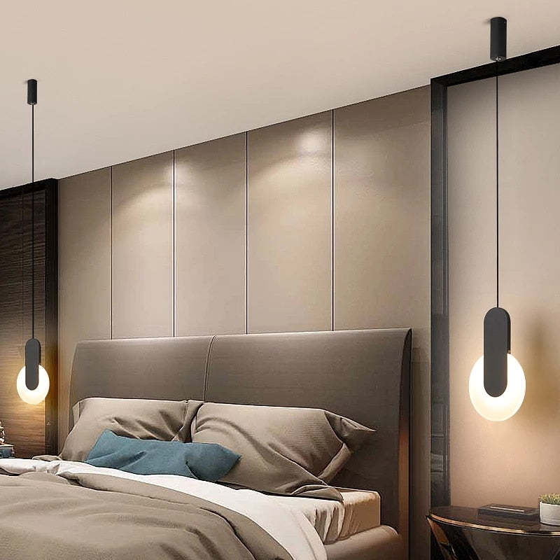 Nowoczesna lampa wisząca LED Doria — czarny/biały metal
