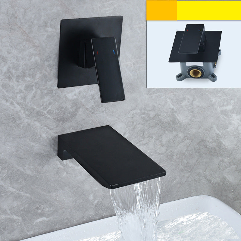 Torneira de parede para lavatório de casa de banho com manípulo único e efeito cascata