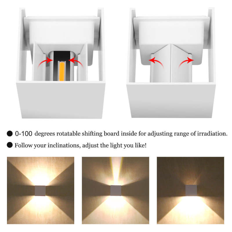 Nexu Ayarlanabilir LED Dış Mekân Duvar Lambası — Modern Kare Tasarım