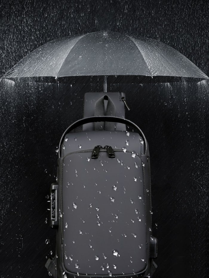 Wasserdichte Umhängetasche – Diebstahlsicherer versteckter Reißverschluss – USB 3.0 Ladeanschluss – Oxford – Unisex
