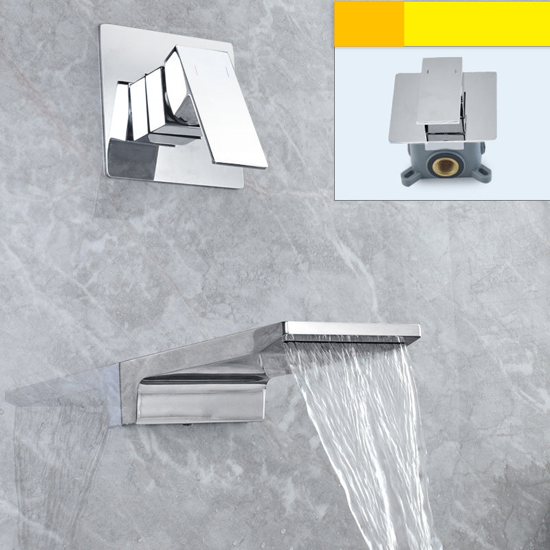 Torneira de parede para lavatório de casa de banho com manípulo único e efeito cascata