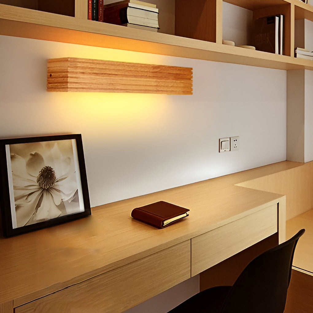 GlowWood – obdélníkové voděodolné LED osvětlení zrcadla v severském stylu na stěnu