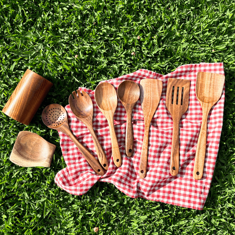 NatureLeaf Durable Wooden Cooking Utensil Set For Health Conscious Home Cooks