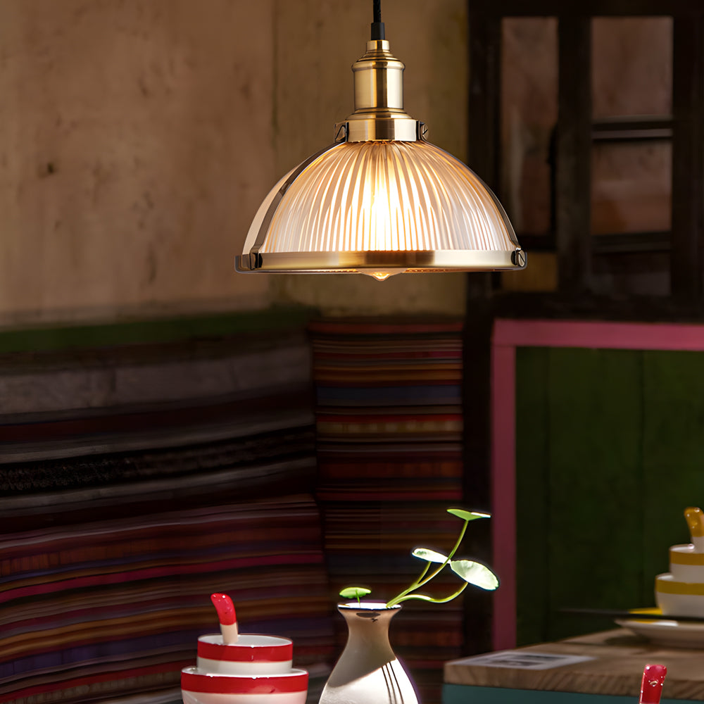 Candelabru din sticlă vintage cu dungi Eloria Crest pentru săli de mese