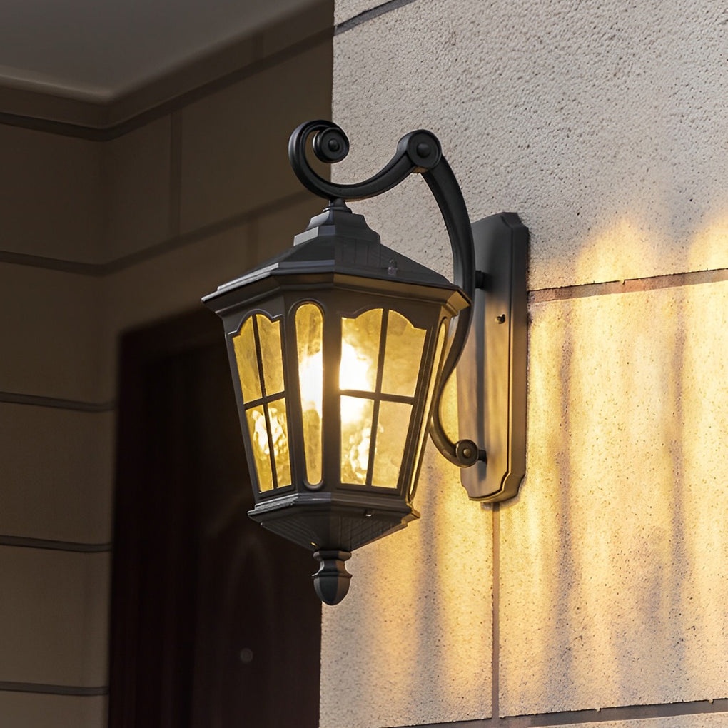 Retro Waterproof LED Aluminum Black Vintage Solar Outdoor Wall Light - Lamp Outdoor