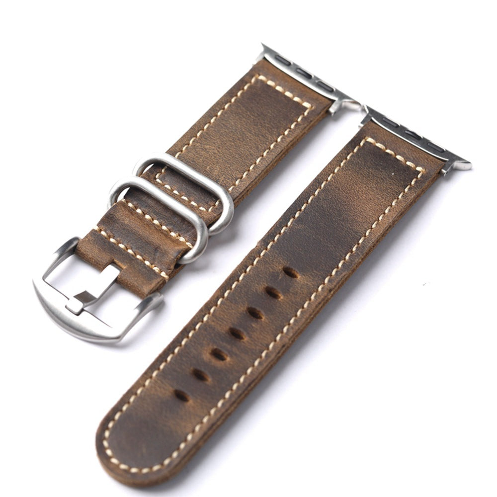 Correia de couro artesanal vintage para Apple Watch