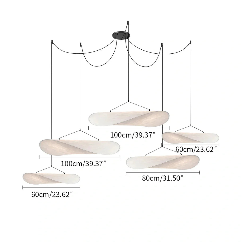 Lampu Gantung Sutera Bentuk Awan Seni Zen untuk Ruang Tamu - Orntli