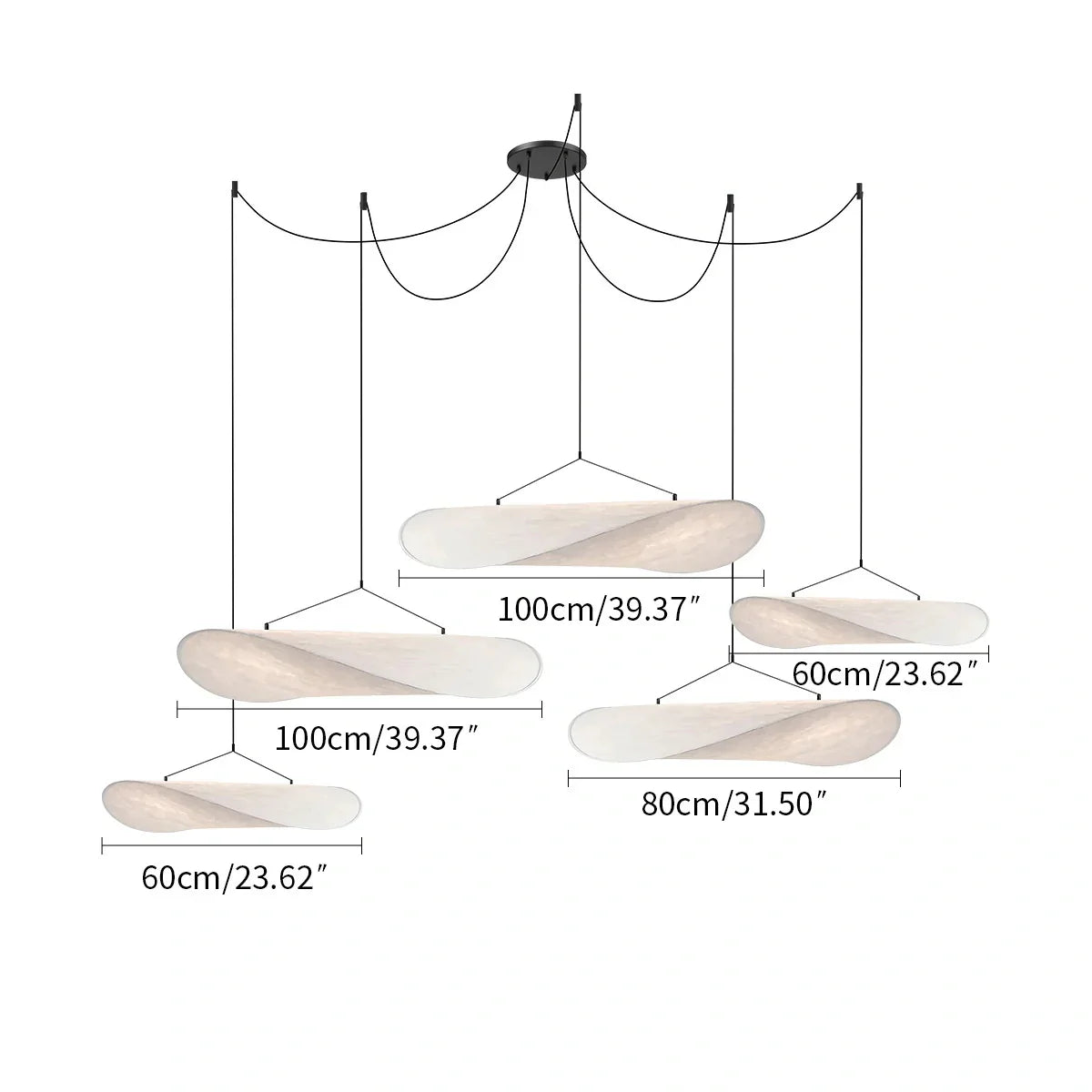 Lampu Gantung Sutera Bentuk Awan Seni Zen untuk Ruang Tamu - Orntli