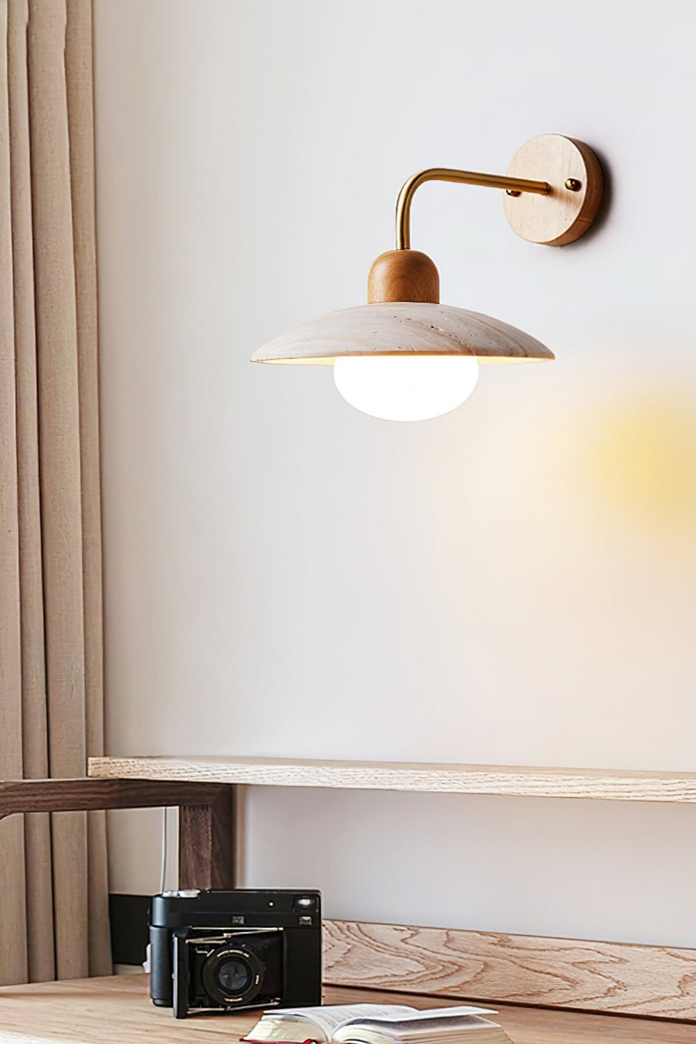 Lunara travertin korong fali lámpa modern belső terekhez