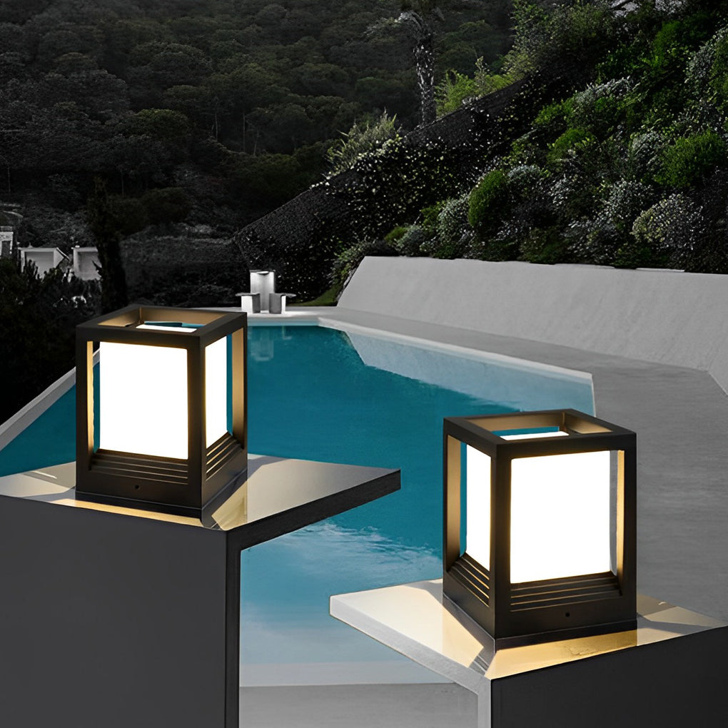 Moderní LED svítidla na sloupky terasy Roberta — minimalistické současné provedení
