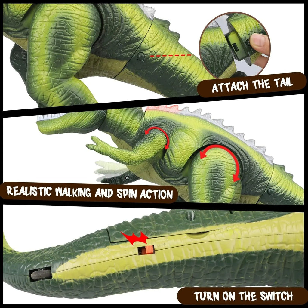 שלט רחוק דינוזאור טי-רקס עם אורות לד, צעידה ונהימה צעצועים מציאותיים