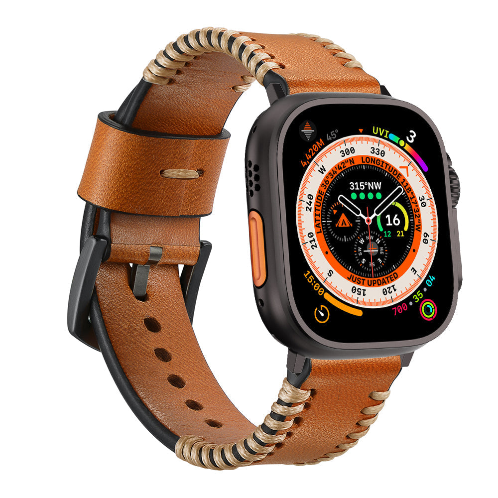 Tali Jahitan Tangan Kulit Untuk Apple Watch