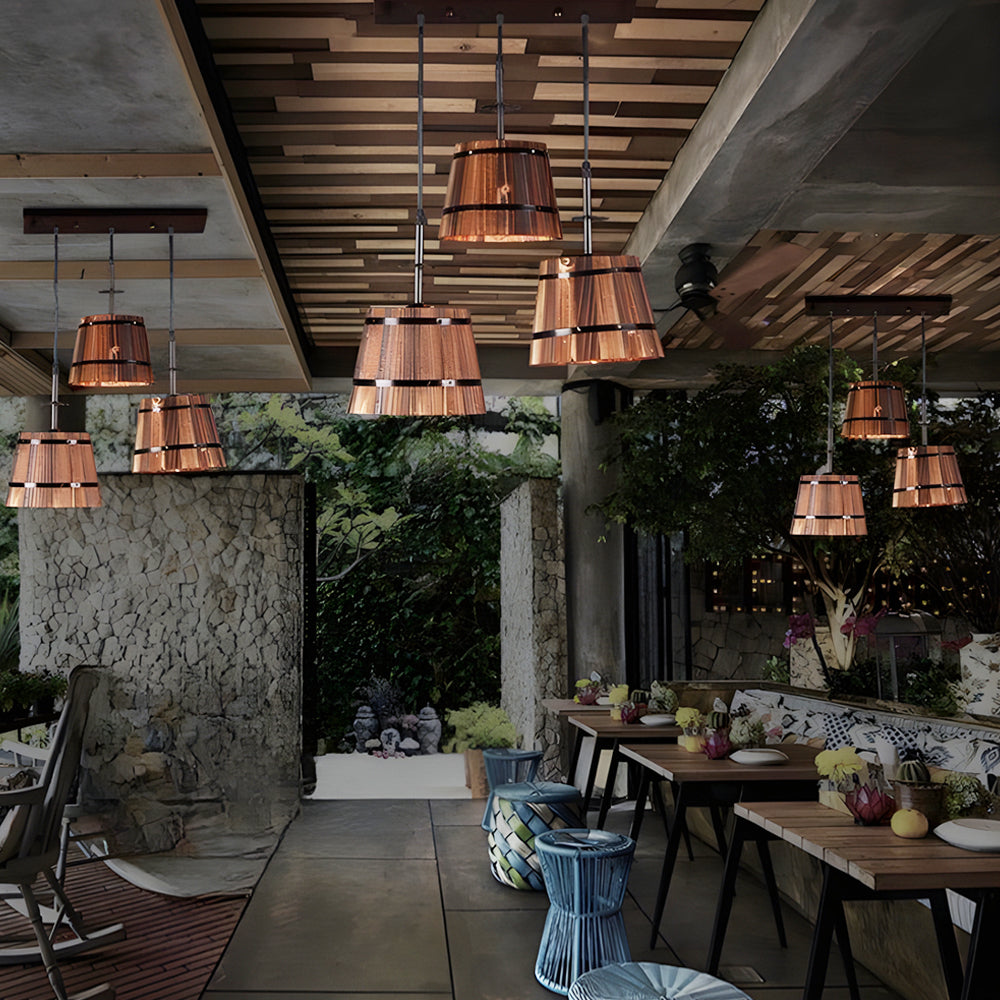 FlintHollow Bucket Wood Pendant Light for Bars and Kitchens