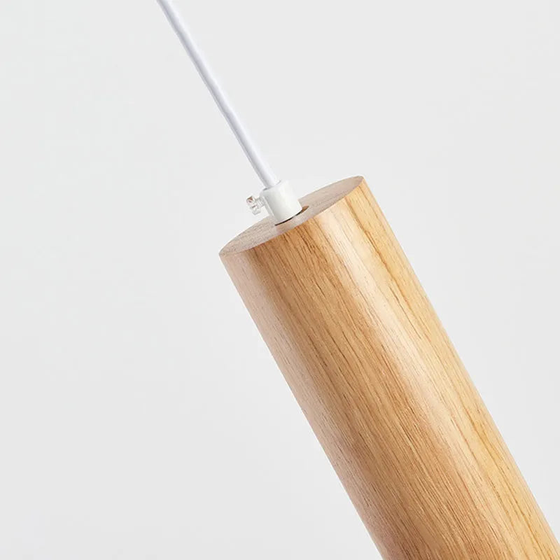 Suspension cylindrique en bois Muto — ampoule LED blanc chaud incluse