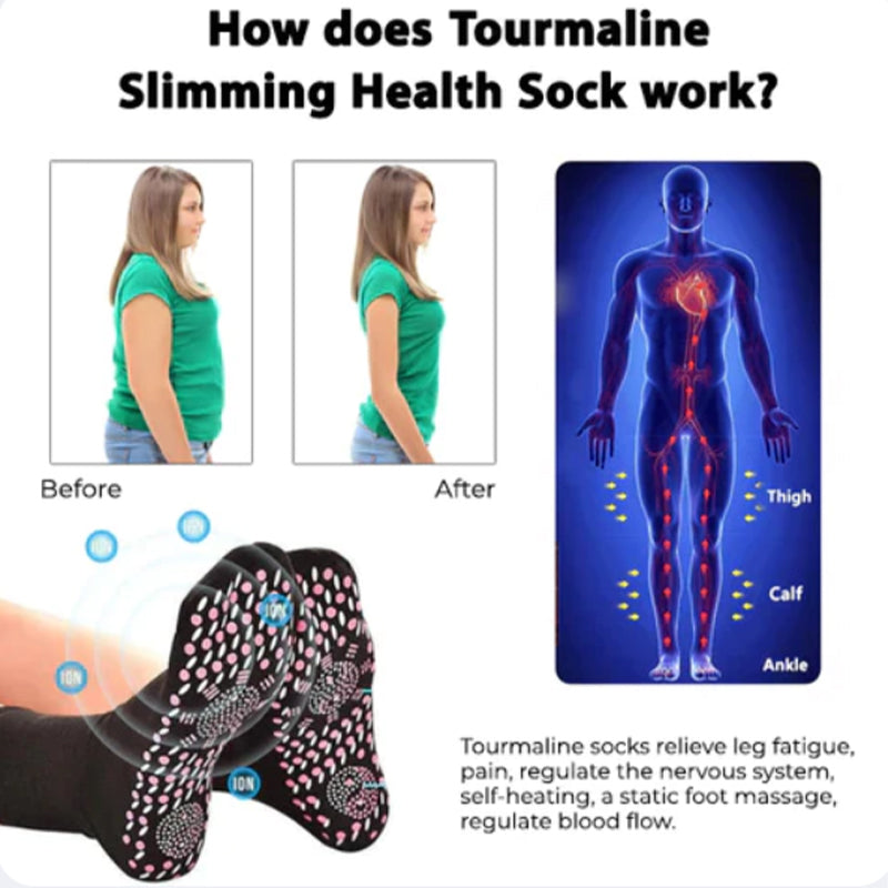 Calcetines deportivos auto-calentables con acupresión de turmalina AuroraFlex