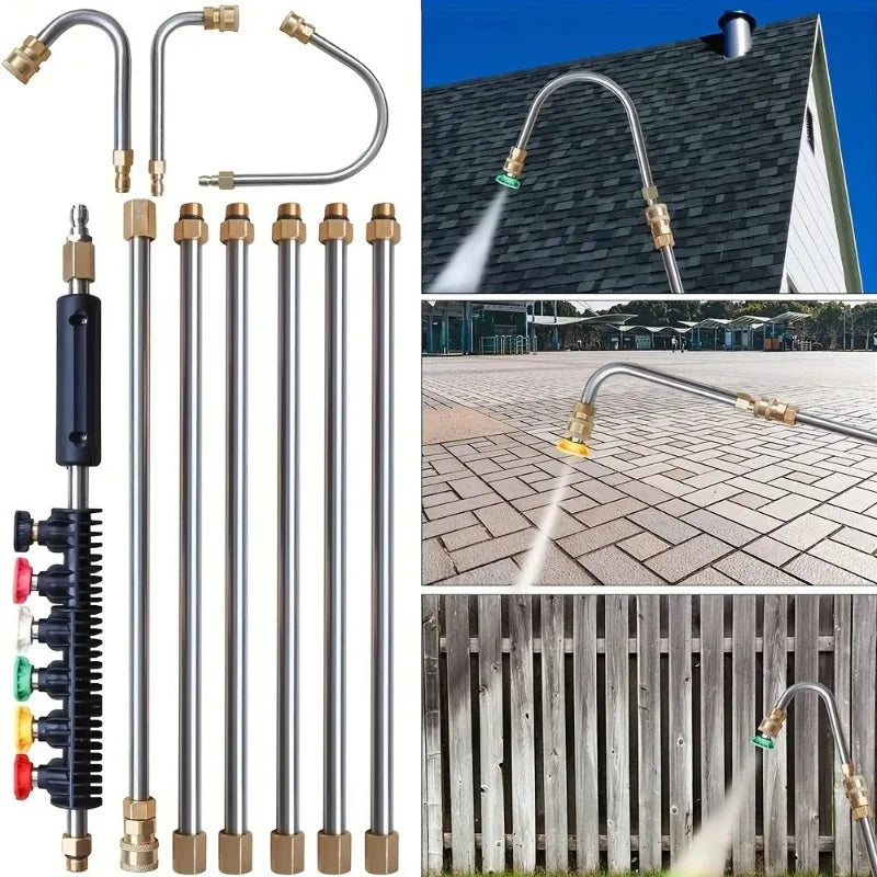 Ensemble de lance télescopique haute pression 4000 PSI pour nettoyage des gouttières, drainage de toit et murs