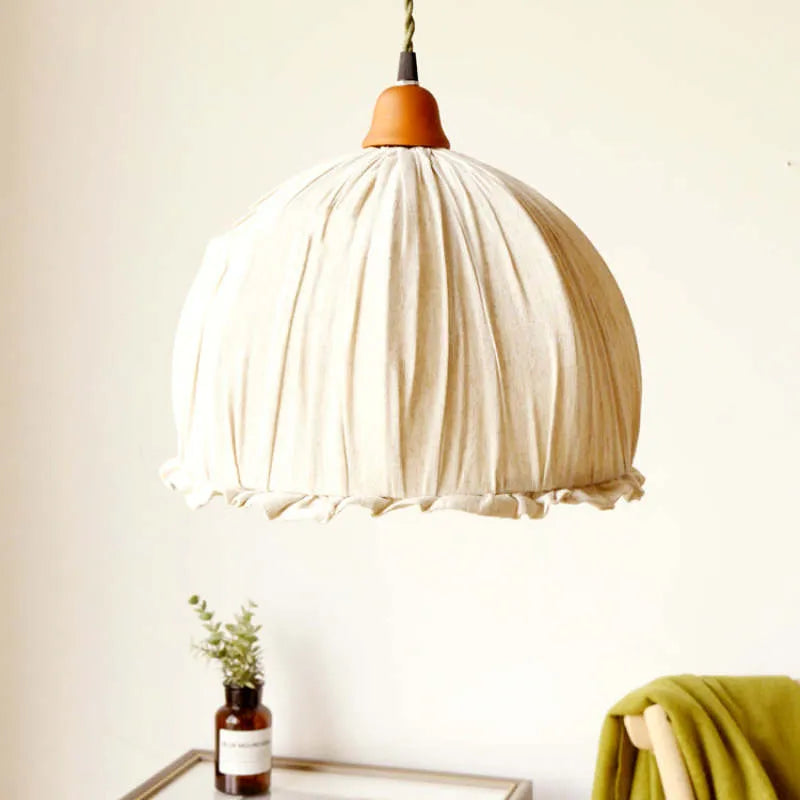 Haloa vintage-pendellampe — beige stofskærm